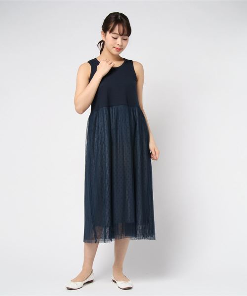 セール フライス ドットチュールプリーツ ロングワンピース ワンピース Super Super Hakka スーパーハッカ のファッション