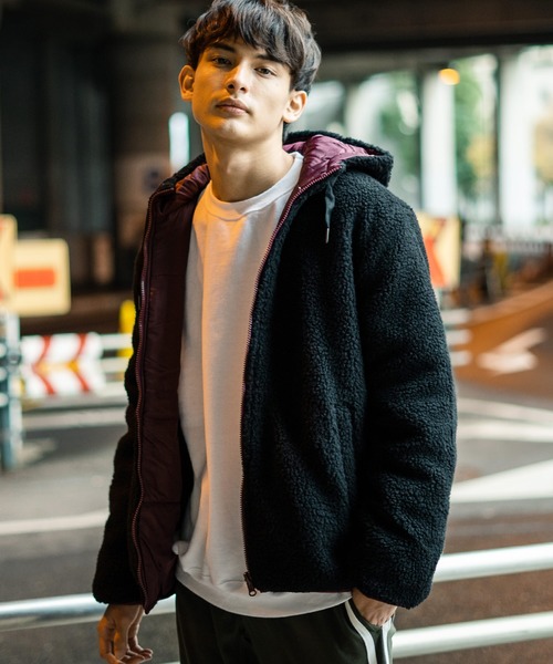 シープボアリバーシブルパーカー 中綿 Rocky ボアジャケット