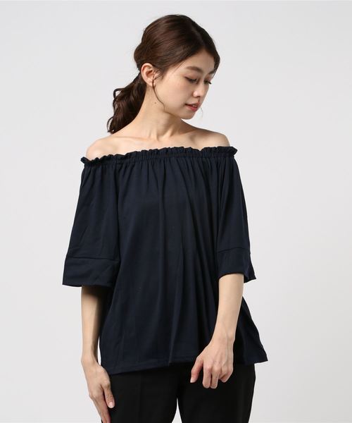 セール シャーリング七分袖オフショルダーtシャツ T22f1010 をセール価格で購入できます Funalive U Basic Funalive ファンアライブ のファッション トップス Funalive ファンアライブ のtシャツ カットソー シャーリング七分袖オフショルダーtシャツ