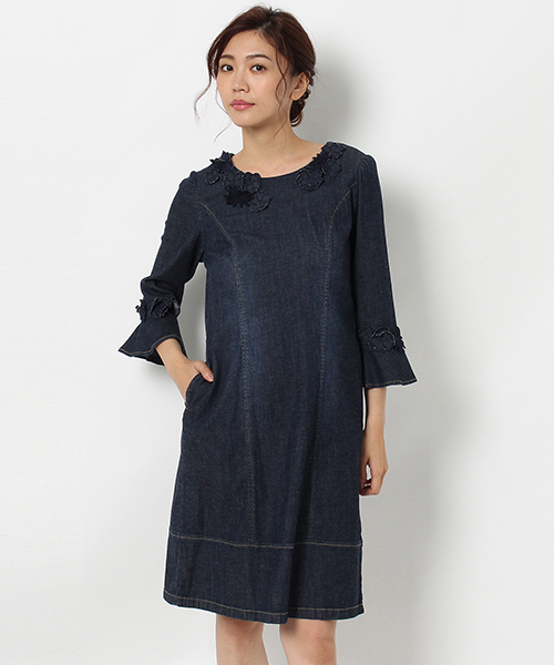 セール フラワーレースデニムチュニックワンピース ワンピース ワンピース Rose ワンピース Tiara ローズティアラ のファッション 大特価セール 激安人気新品高評価