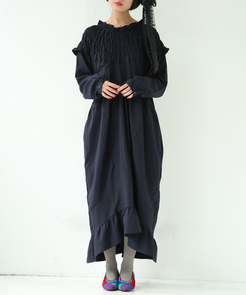 ワンピース Somari贅沢シャーリングデザインワンピース ワンピース Somari ソマリ のファッション