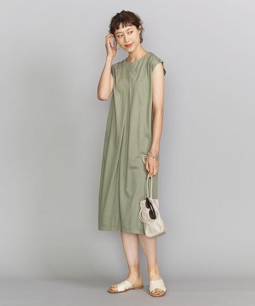 セール United By 天竺スキッパーネックノースリーブワンピース ワンピース Beauty Youth United Beauty Youth ワンピース Arrows ビューティアンドユースユナイテッドアローズ のファッション