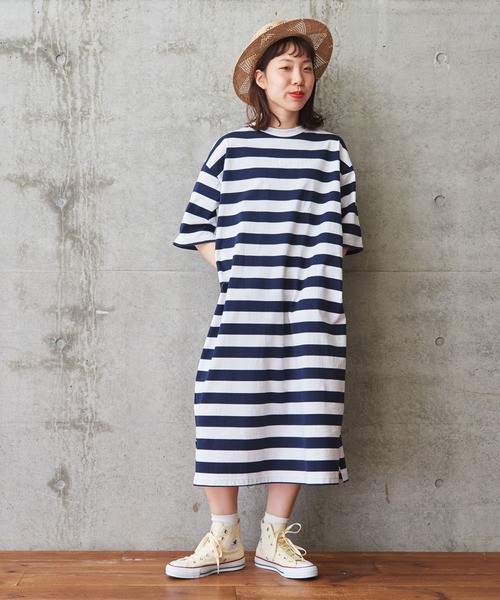 ワンピース ワンピース Parシャインソフト太ボーダー半袖ワンピース ワンピース Par Ici パーリッシィ のファッション