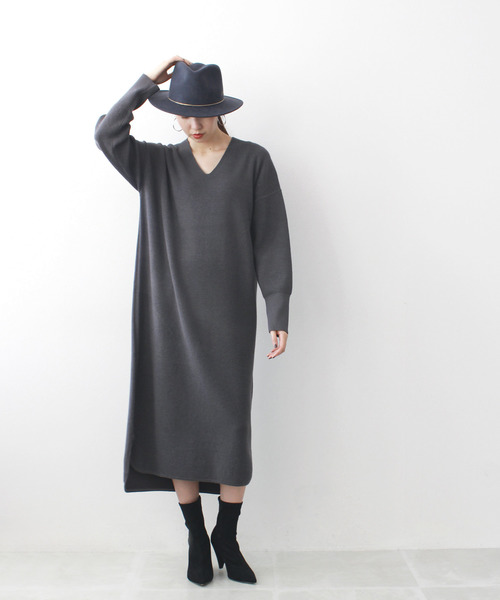 セール ワンピース Sugar Rose Vneck Hem Line Line Knit Dress Vネックヘムラインニットワンピース ワンピース Dresslave ドレスレイブ のファッション
