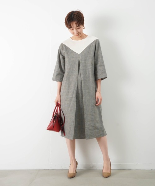 セール Rodeo Lady リネンコットンチェック ワッフル 前タックワンピース ワンピース Luca Lady Luck Luck Luca ルカ レディラックルカ のファッション