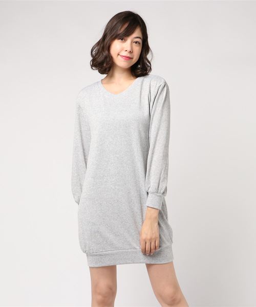 当店だけの限定モデル即出荷 のワンピース ワンピースふんわり素材パフ袖ニットソーワンピース ワンピース Geera ジーラ のファッションオープニング セールの