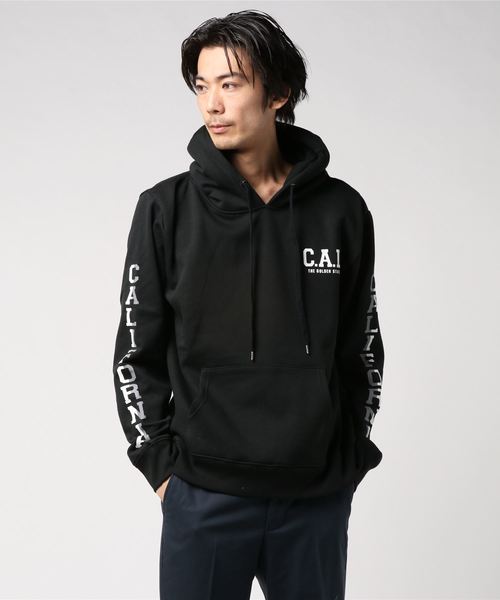 ブルースタンダード のファッション パーカー Blue トップス Standard 裏起毛プリントパーカーｂ カリフォルニア袖プリント パーカー Blue Blue Standard