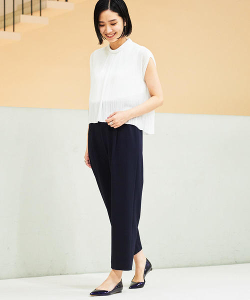 セール トリアセテートポリエステルプリーツコンビ オールインワン つなぎ オールインワン Ballsey ボールジィ のファッション