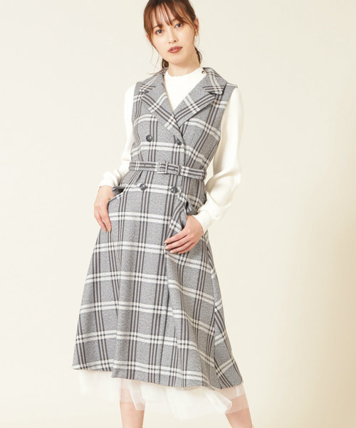 セール ヨリモクチェックジレワンピース ワンピース Jill By By ワンピース ワンピース Jillstuart ジルバイジルスチュアート のファッション