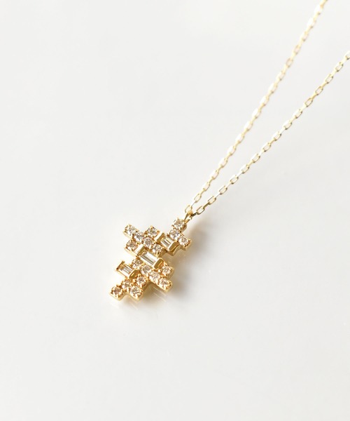 Rhinestone Cross Necklace 18K White GP Channel Set Pendant NEW