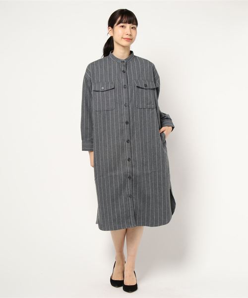 ストライプシャツワンピース ワンピース Mos2 Samansa ワンピース ワンピース Mos2 Blue サマンサモスモスブルー のファッション