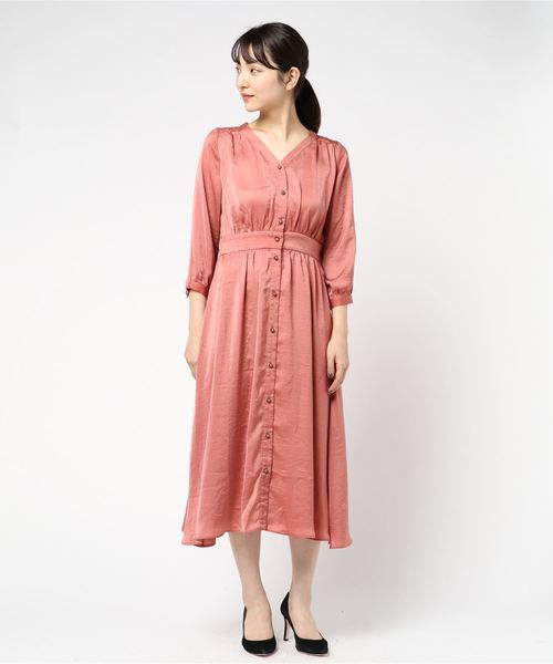 セール ワンピース ビンテージサテンv前開きワンピース ワンピース Cheek チーク のファッション