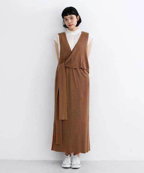 ワンピースカシュクールニットワンピース079 71 ワンピース Merlot メルロー のファッション
