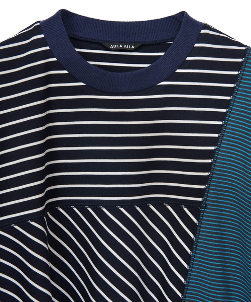 AULA AILA（アウラアイラ）の「ボーダーコンビネーションロングスリーブ（Tシャツ/カットソー・レディース・ブラック/ホワイト/ネイビー・0）」の20枚目の写真