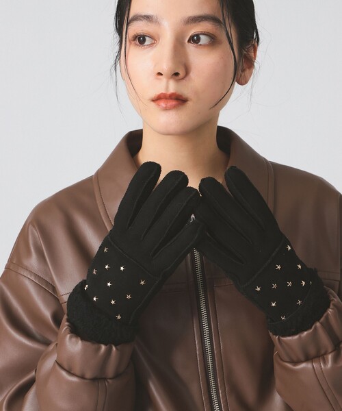 Ray BEAMS（レイビームス）の「【別注】Casselini / スタッズ グローブ（手袋・レディース・チャコールグレー/ブラウン系その他3/ライトグレー/ブラック・ONE SIZE）」の2枚目の写真