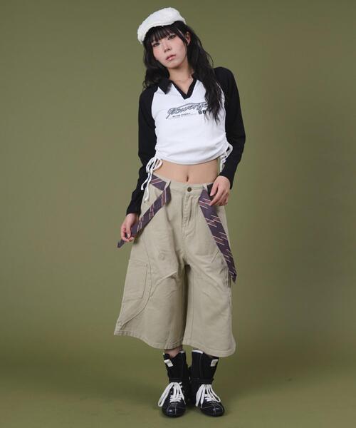 WEGO(ウィゴー)の「DISPARK/タイ付きデザインバレルデニム(デニムパンツ・レディース・ベージュ・SMALL/MEDIUM)」の2枚目の写真