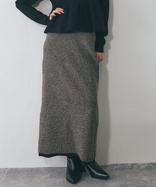 ANOTHER S（アナザーエス）の「MIXミニループヤーン配色ニットスカート（スカート・レディース・チャコールグレー/ブラウン/ベージュ・FREE）」の6枚目の写真