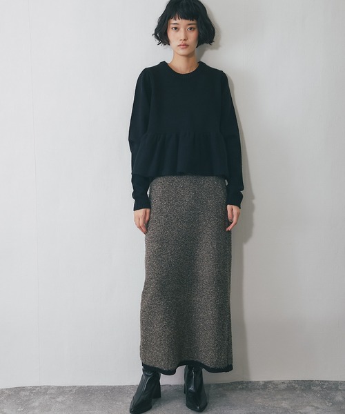 ANOTHER S（アナザーエス）の「MIXミニループヤーン配色ニットスカート（スカート・レディース・チャコールグレー/ブラウン/ベージュ・FREE）」の7枚目の写真