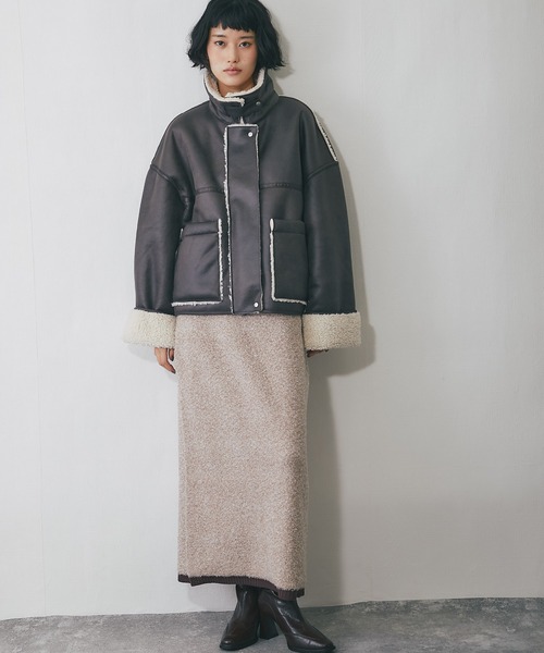 ANOTHER S（アナザーエス）の「MIXミニループヤーン配色ニットスカート（スカート・レディース・チャコールグレー/ブラウン/ベージュ・FREE）」の10枚目の写真