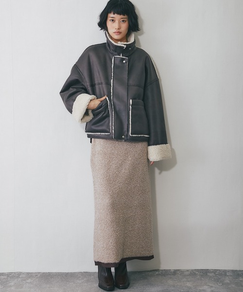 ANOTHER S（アナザーエス）の「MIXミニループヤーン配色ニットスカート（スカート・レディース・チャコールグレー/ブラウン/ベージュ・FREE）」の21枚目の写真