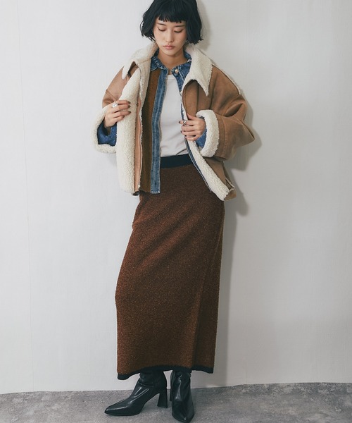 ANOTHER S（アナザーエス）の「MIXミニループヤーン配色ニットスカート（スカート・レディース・チャコールグレー/ブラウン/ベージュ・FREE）」の17枚目の写真