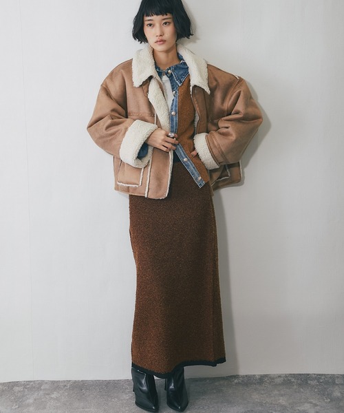 ANOTHER S（アナザーエス）の「MIXミニループヤーン配色ニットスカート（スカート・レディース・チャコールグレー/ブラウン/ベージュ・FREE）」の18枚目の写真