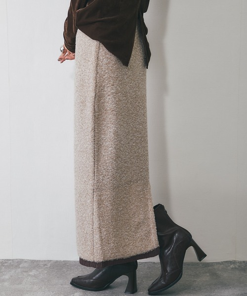 ANOTHER S（アナザーエス）の「MIXミニループヤーン配色ニットスカート（スカート・レディース・チャコールグレー/ブラウン/ベージュ・FREE）」の13枚目の写真