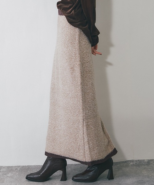 ANOTHER S（アナザーエス）の「MIXミニループヤーン配色ニットスカート（スカート・レディース・チャコールグレー/ブラウン/ベージュ・FREE）」の12枚目の写真