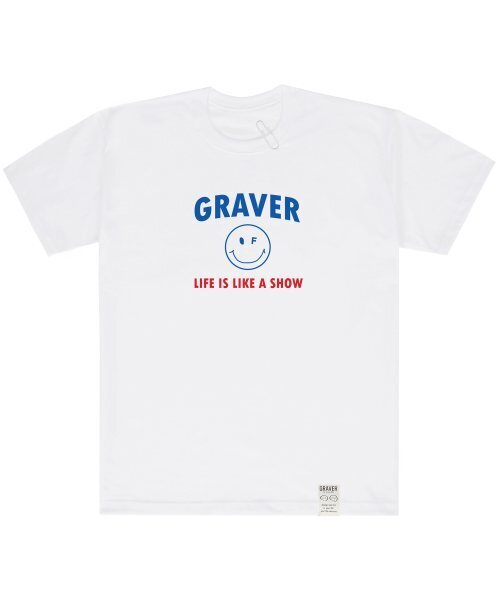 GRAVER（グレーバー）の「[UNISEX]アーチロゴドットラインスマイルバンファルティ_ホワイト（Tシャツ/カットソー・レディース・ホワイト・MEDIUM/LARGE/X-LARGE/SMALL）」の3枚目の写真