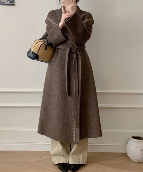 セール】ウールベルト付きロングコート（チェスターコート）｜ONEP