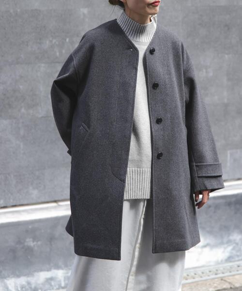 FORK&SPOON（フォークアンドスプーン）の「FORK&SPOON　ウールノーカラーコート（その他アウター・レディース・チャコールグレー/ベージュ/ネイビー・1）」の21枚目の写真