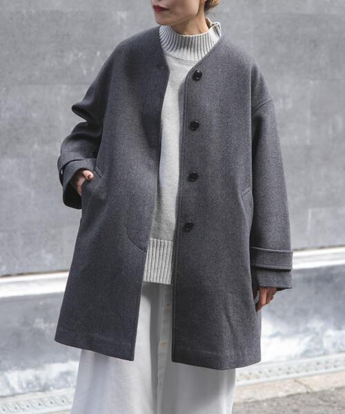 FORK&SPOON（フォークアンドスプーン）の「FORK&SPOON　ウールノーカラーコート（その他アウター・レディース・チャコールグレー/ベージュ/ネイビー・1）」の20枚目の写真