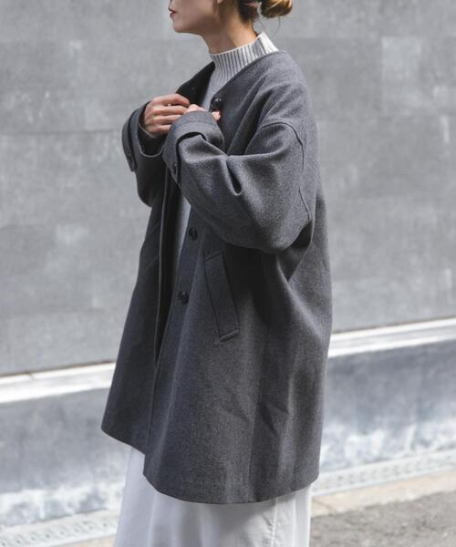 FORK&SPOON（フォークアンドスプーン）の「FORK&SPOON　ウールノーカラーコート（その他アウター・レディース・チャコールグレー/ベージュ/ネイビー・1）」の19枚目の写真