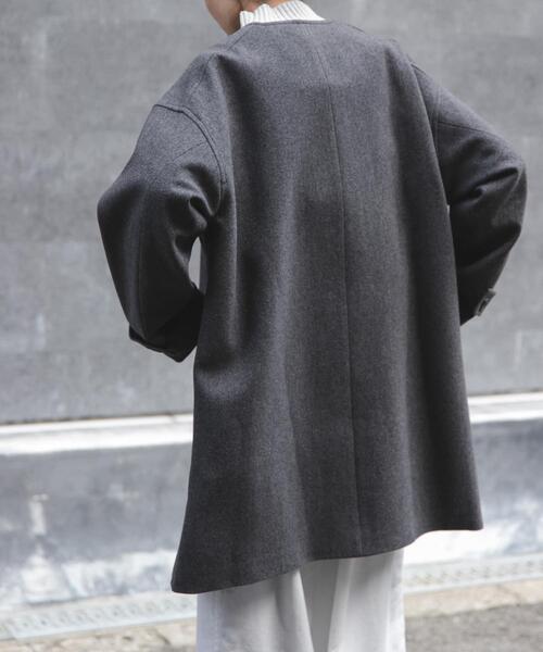 FORK&SPOON（フォークアンドスプーン）の「FORK&SPOON　ウールノーカラーコート（その他アウター・レディース・チャコールグレー/ベージュ/ネイビー・1）」の18枚目の写真