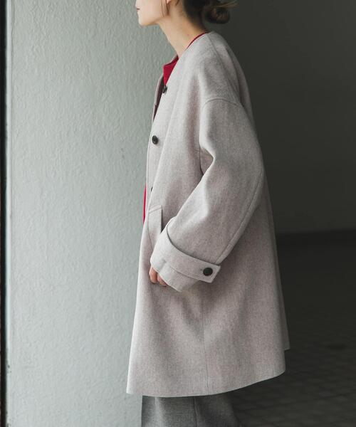 FORK&SPOON（フォークアンドスプーン）の「FORK&SPOON　ウールノーカラーコート（その他アウター・レディース・チャコールグレー/ベージュ/ネイビー・1）」の10枚目の写真