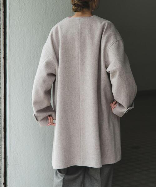 FORK&SPOON（フォークアンドスプーン）の「FORK&SPOON　ウールノーカラーコート（その他アウター・レディース・チャコールグレー/ベージュ/ネイビー・1）」の9枚目の写真