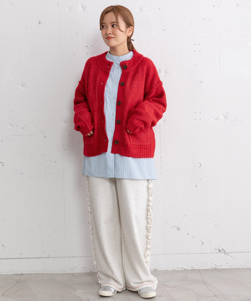 POU DOU DOU（プードゥドゥ）の「モックネックニットカーディガン（カーディガン/ボレロ・レディース・ネイビー/レッド/グリーン/グレー・M）」の9枚目の写真