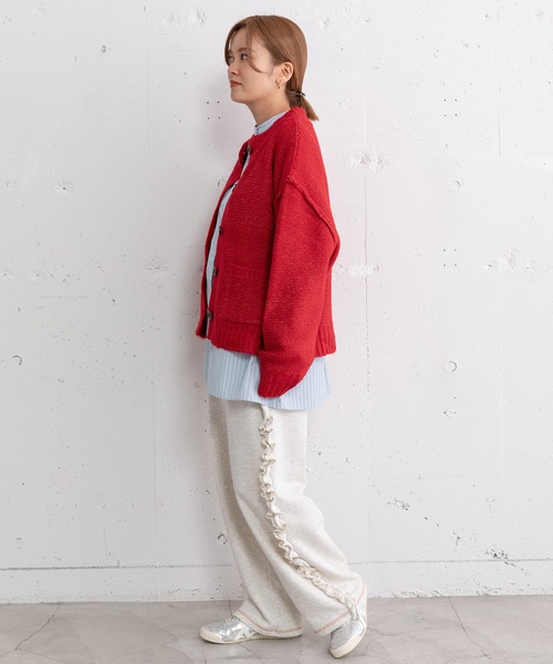 POU DOU DOU（プードゥドゥ）の「モックネックニットカーディガン（カーディガン/ボレロ・レディース・ネイビー/レッド/グリーン/グレー・M）」の10枚目の写真