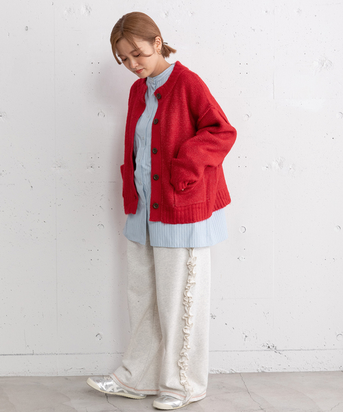 POU DOU DOU（プードゥドゥ）の「モックネックニットカーディガン（カーディガン/ボレロ・レディース・ネイビー/レッド/グリーン/グレー・M）」の11枚目の写真