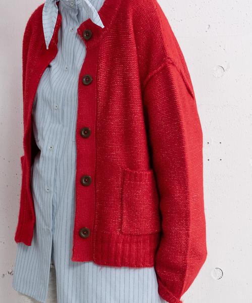 POU DOU DOU（プードゥドゥ）の「モックネックニットカーディガン（カーディガン/ボレロ・レディース・ネイビー/レッド/グリーン/グレー・M）」の12枚目の写真