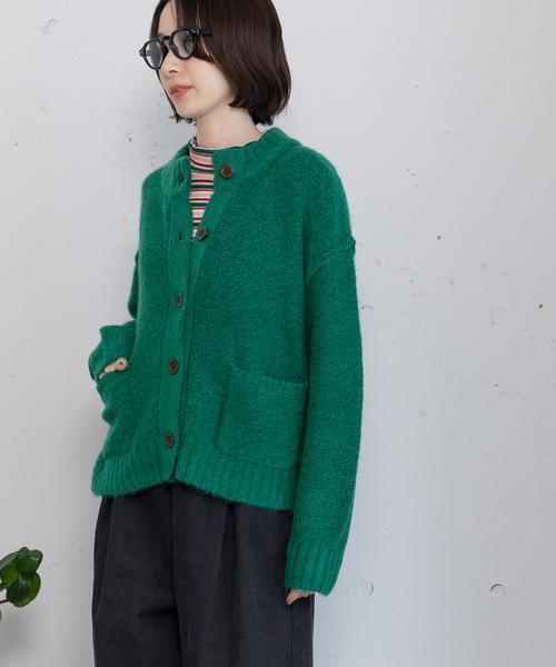 POU DOU DOU（プードゥドゥ）の「モックネックニットカーディガン（カーディガン/ボレロ・レディース・ネイビー/レッド/グリーン/グレー・M）」の14枚目の写真