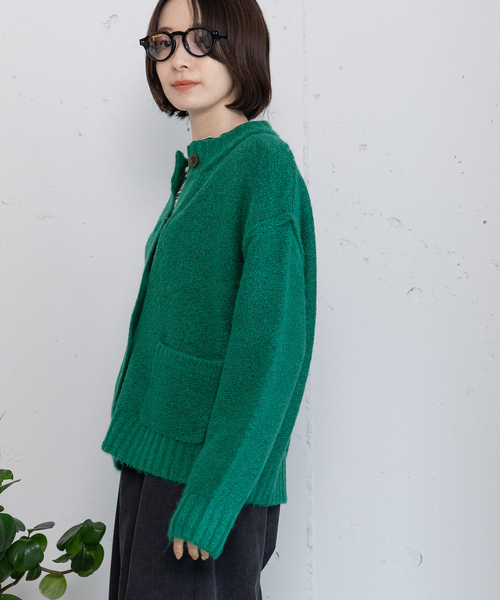 POU DOU DOU（プードゥドゥ）の「モックネックニットカーディガン（カーディガン/ボレロ・レディース・ネイビー/レッド/グリーン/グレー・M）」の15枚目の写真