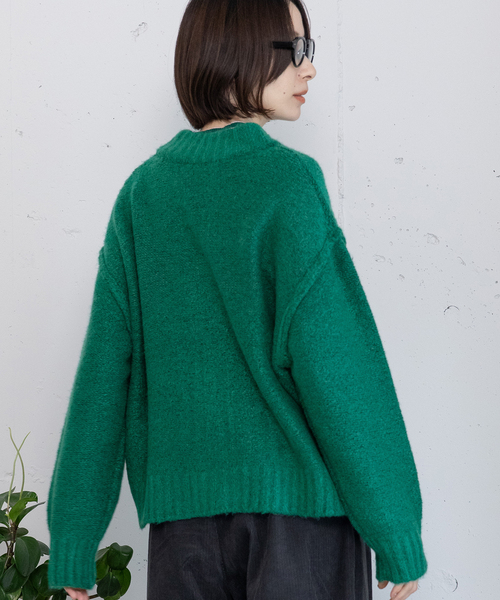 POU DOU DOU（プードゥドゥ）の「モックネックニットカーディガン（カーディガン/ボレロ・レディース・ネイビー/レッド/グリーン/グレー・M）」の16枚目の写真