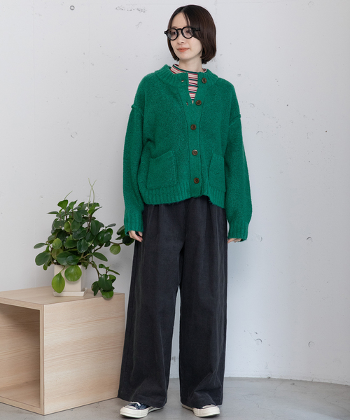 POU DOU DOU（プードゥドゥ）の「モックネックニットカーディガン（カーディガン/ボレロ・レディース・ネイビー/レッド/グリーン/グレー・M）」の17枚目の写真