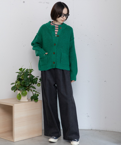 POU DOU DOU（プードゥドゥ）の「モックネックニットカーディガン（カーディガン/ボレロ・レディース・ネイビー/レッド/グリーン/グレー・M）」の18枚目の写真