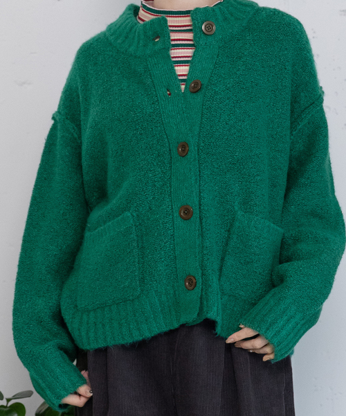 POU DOU DOU（プードゥドゥ）の「モックネックニットカーディガン（カーディガン/ボレロ・レディース・ネイビー/レッド/グリーン/グレー・M）」の20枚目の写真