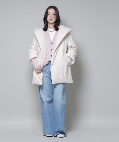 NANO universe（ナノユニバース）の「ETHERMALOFT(R)AEROGEL 中綿フードコクーンコート（ナイロンジャケット・レディース・ブラック/ライトベージュ/グリーン系その他4・M/S）」の7枚目の写真