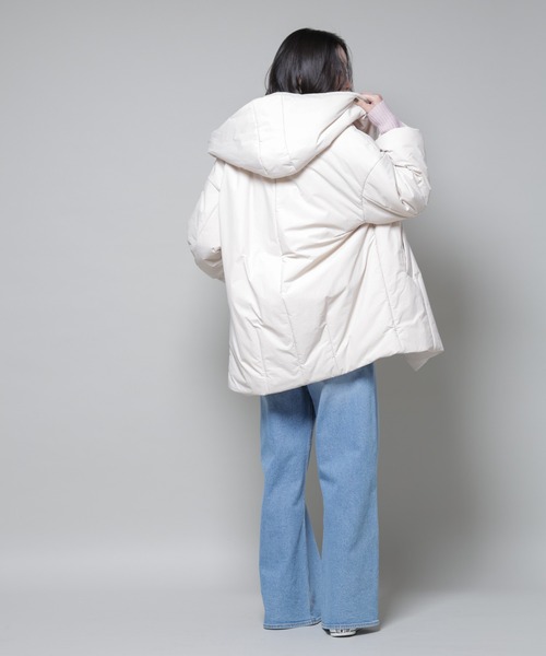 NANO universe（ナノユニバース）の「ETHERMALOFT(R)AEROGEL 中綿フードコクーンコート（ナイロンジャケット・レディース・ブラック/ライトベージュ/グリーン系その他4・M/S）」の9枚目の写真