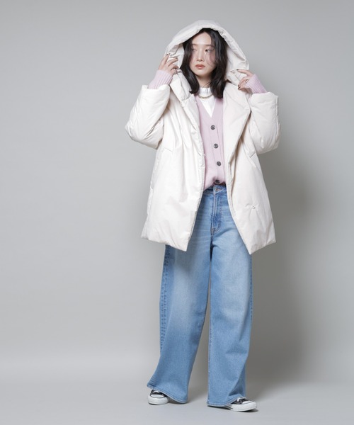 NANO universe（ナノユニバース）の「ETHERMALOFT(R)AEROGEL 中綿フードコクーンコート（ナイロンジャケット・レディース・ブラック/ライトベージュ/グリーン系その他4・M/S）」の10枚目の写真