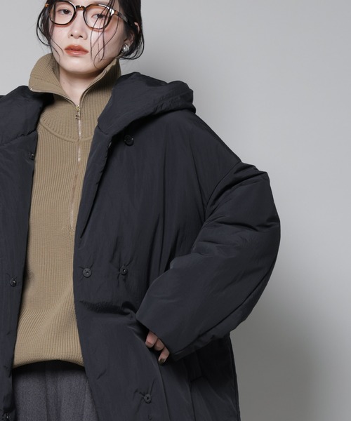 NANO universe（ナノユニバース）の「ETHERMALOFT(R)AEROGEL 中綿フードコクーンコート（ナイロンジャケット・レディース・ブラック/ライトベージュ/グリーン系その他4・M/S）」の19枚目の写真